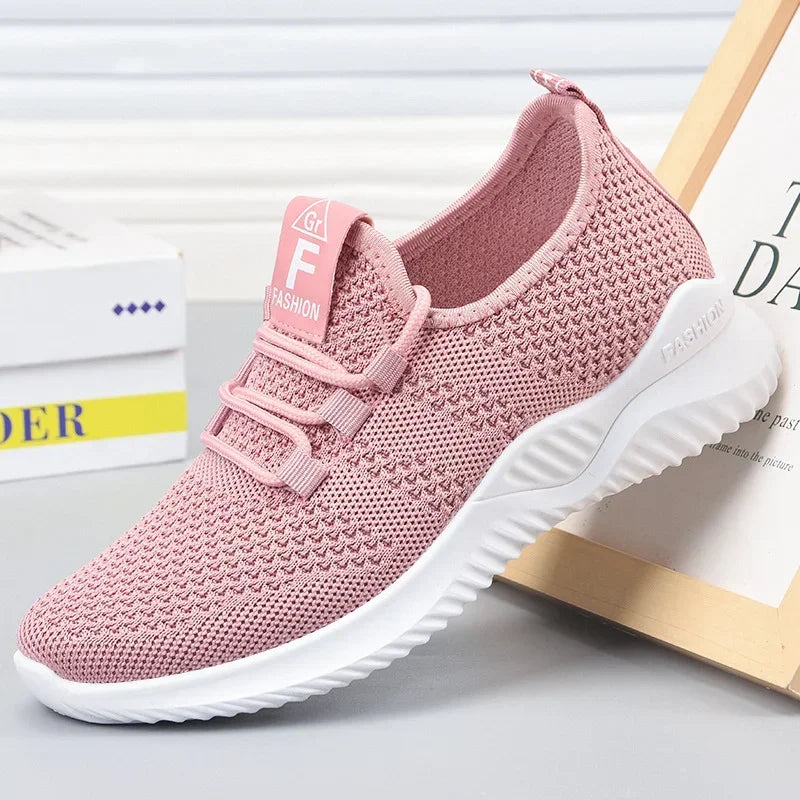 Women's Air Mesh Flats – Lightweight Lace-Up Casual Shoes