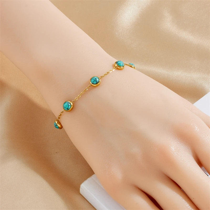 Turquoise Necklace, Bracelet & Earrings Jewellery Set