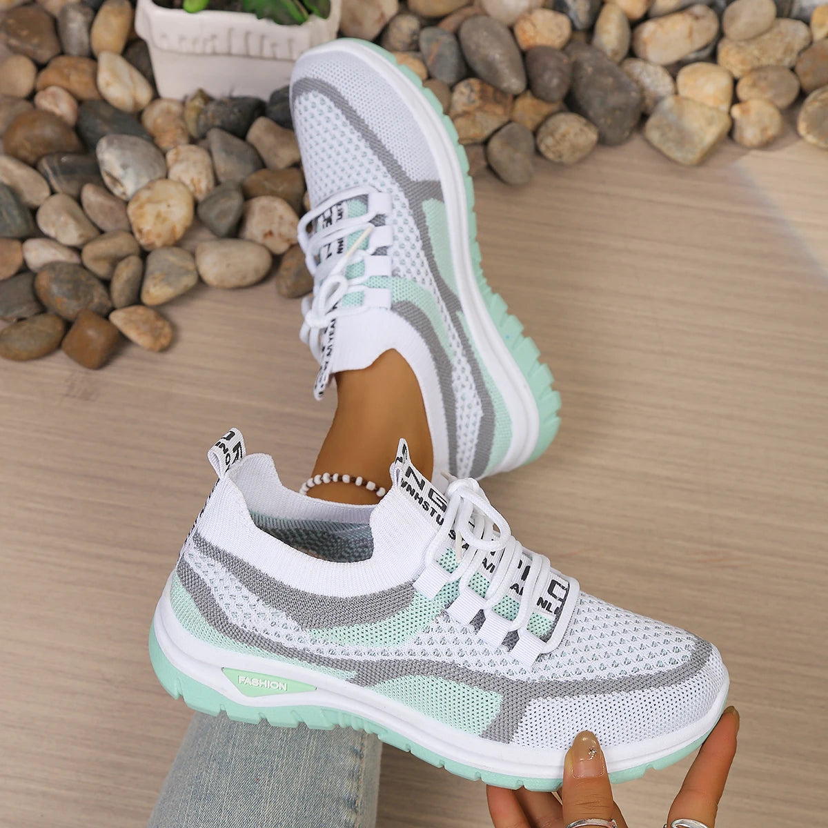 Women's Patchwork Canvas Sneakers – Lace-Up Casual Summer Shoes