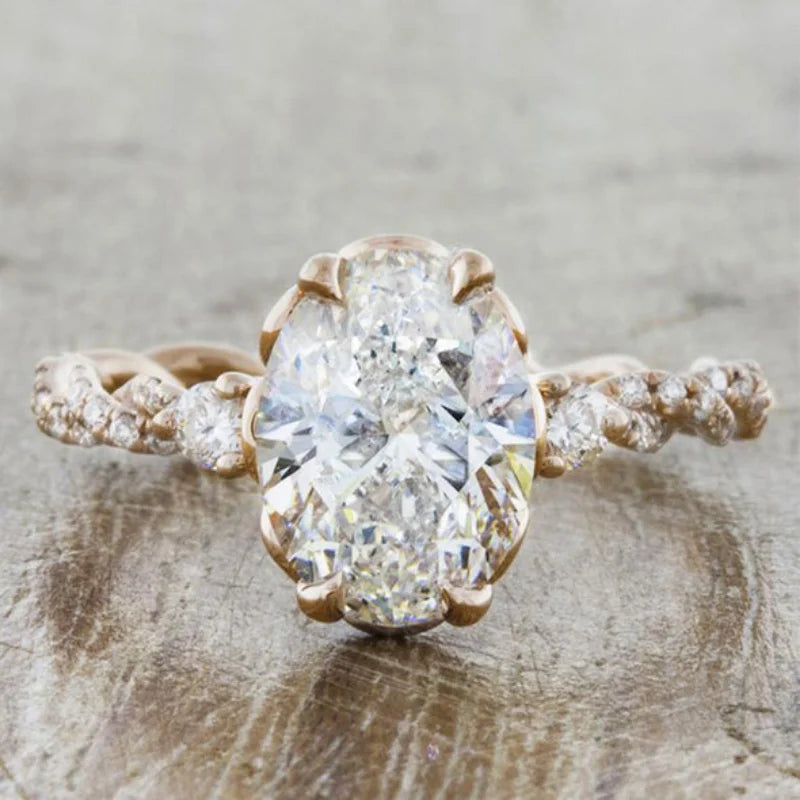 925 Silver Oval Gems Twisted Rope Ring