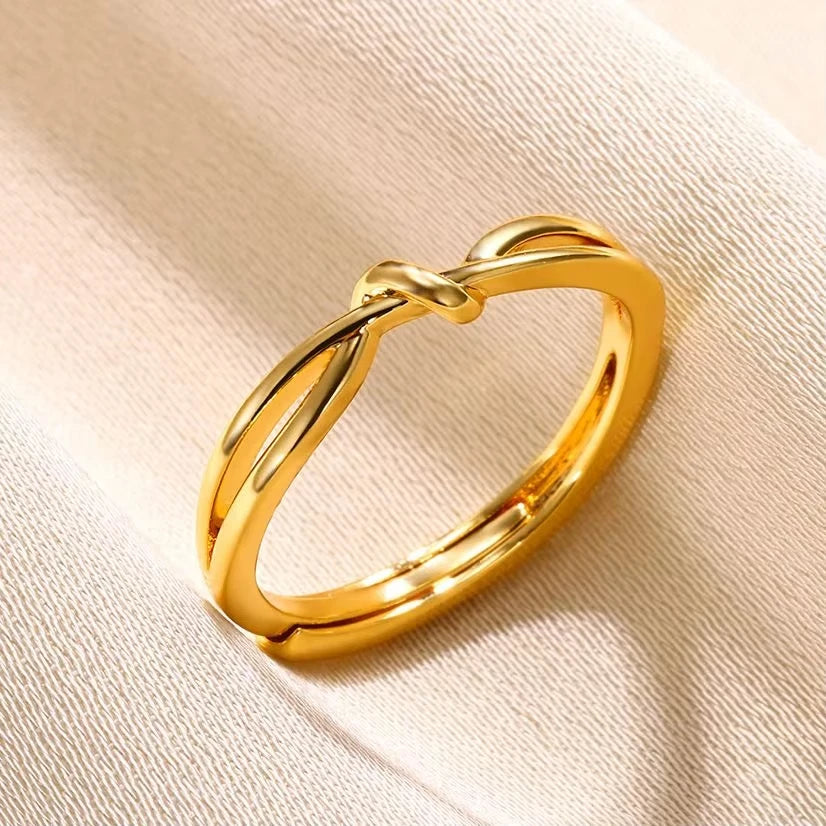 Golden Geometric Adjustable Ring