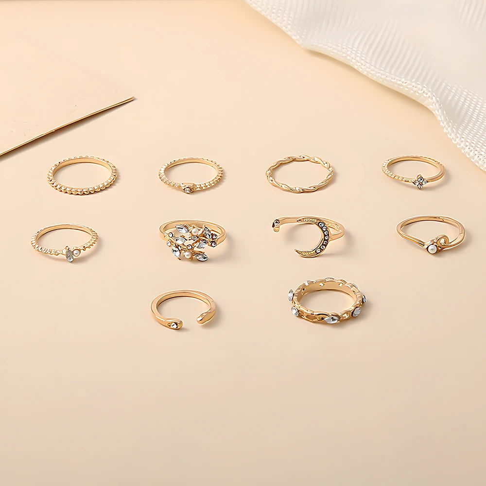 10Pcs Celestial Moon Ring