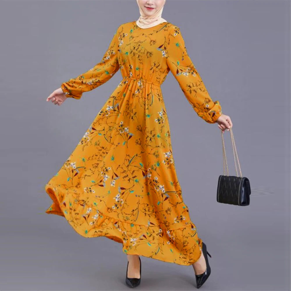 Bohemian Solid Maxi Abaya Dress