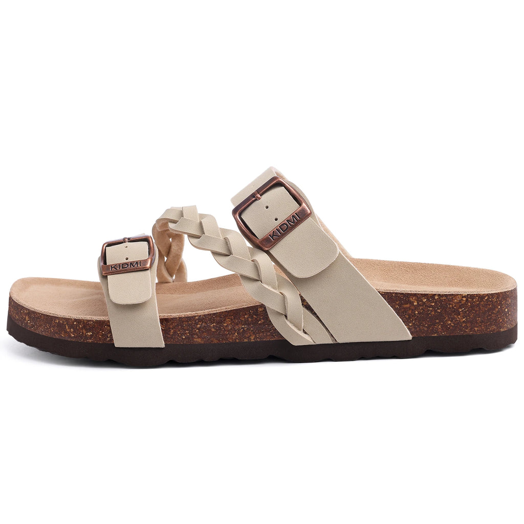 Cork Footbed Double Buckle Sandals