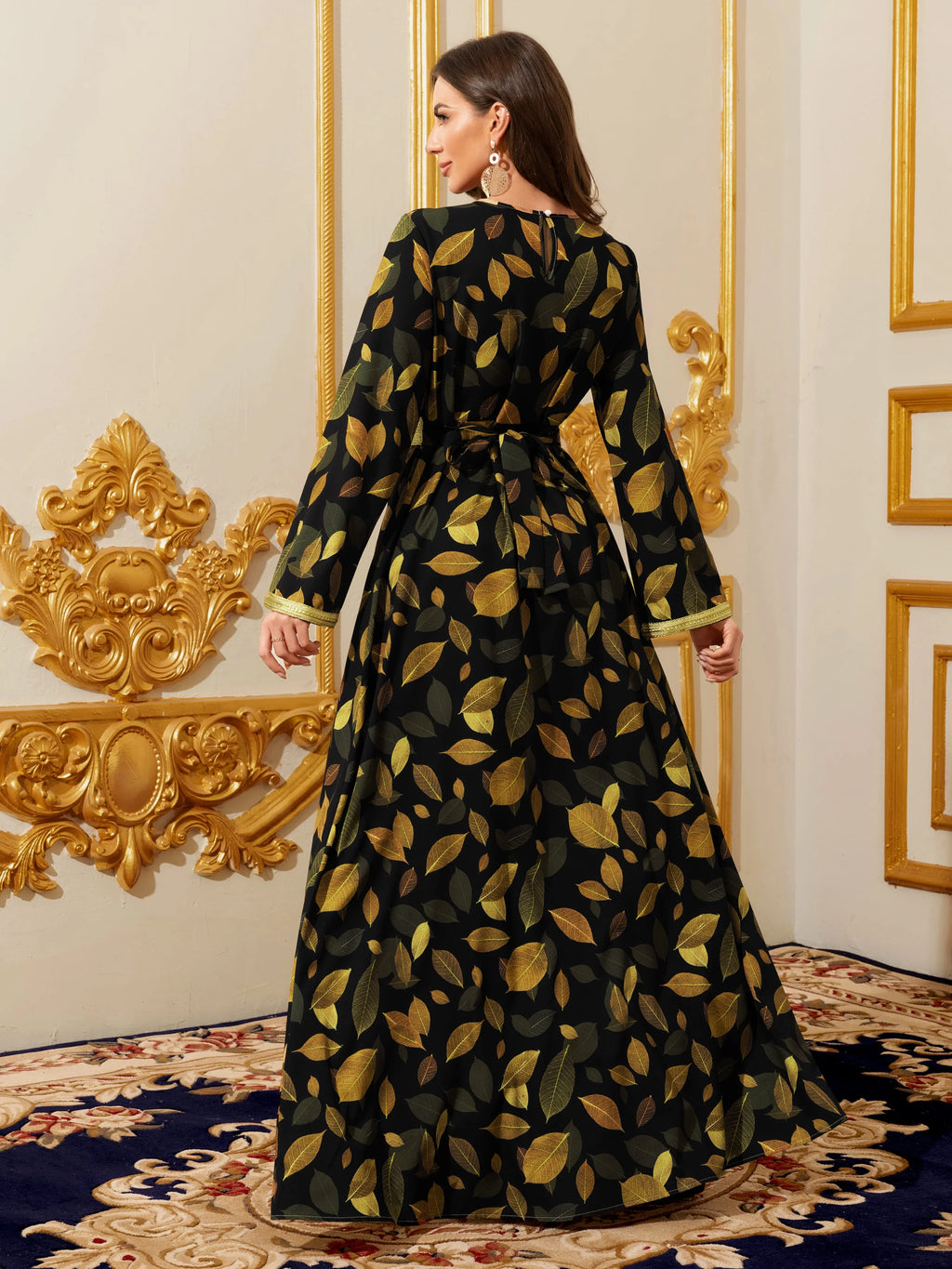 Moroccan Floral Maxi Kaftan Dress