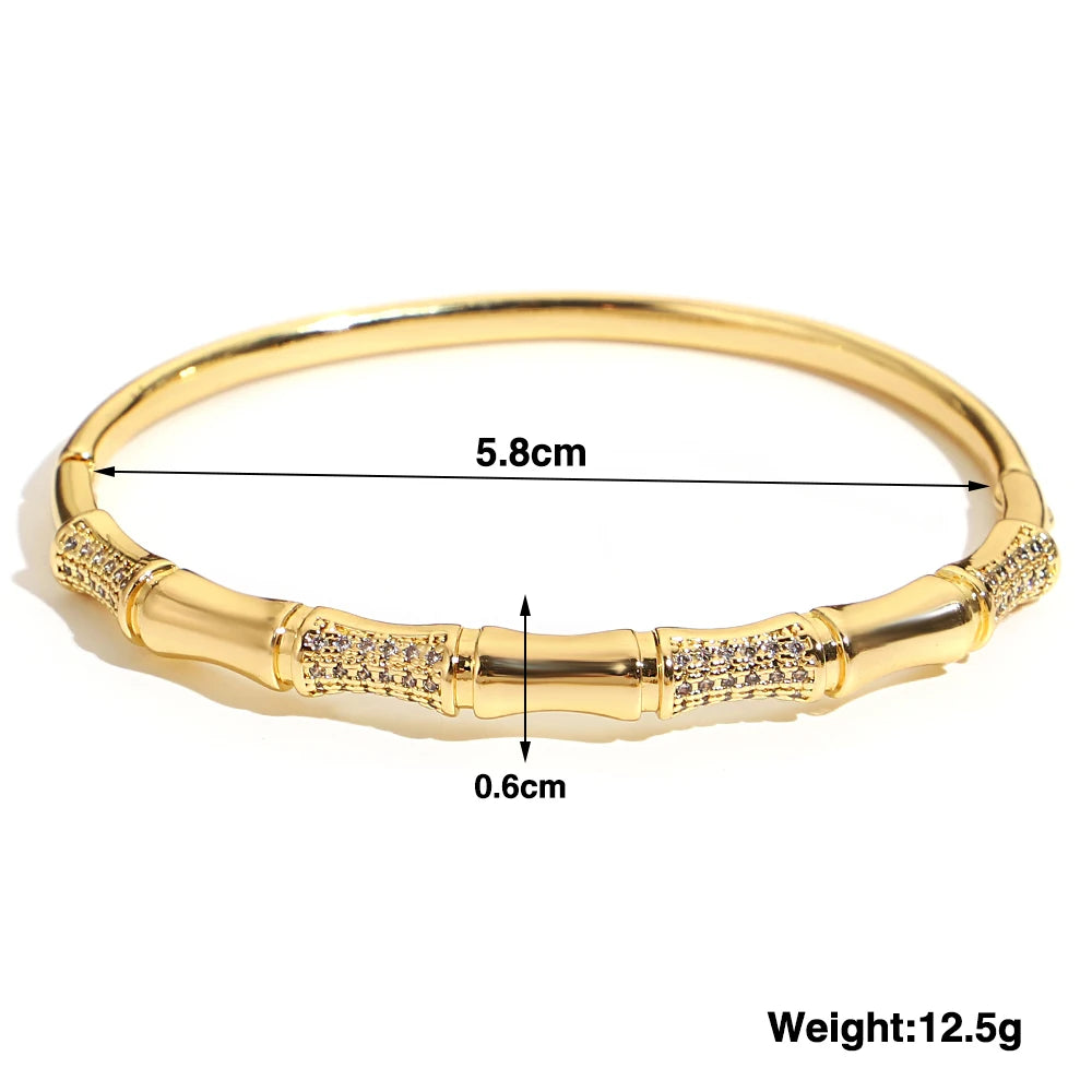 Cubic Zirconia Gold Stainless Steel Bangle