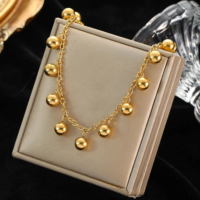 Gold Hollow Ball Pendant Choker Necklace