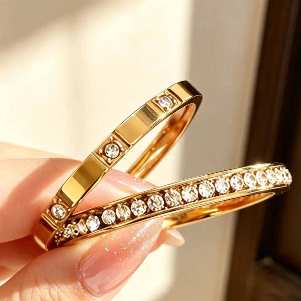 2pcs/set Modern Spark Zircon Ring