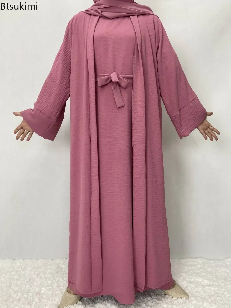 Two-Piece Abaya Robe Coat & Inner Dress Set