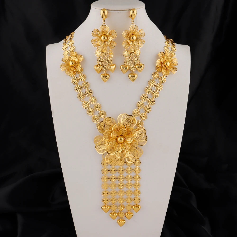 Golden Blossom Necklace Set