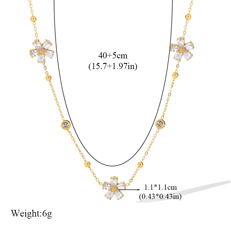 White Zirconia Flower Jewellery Set