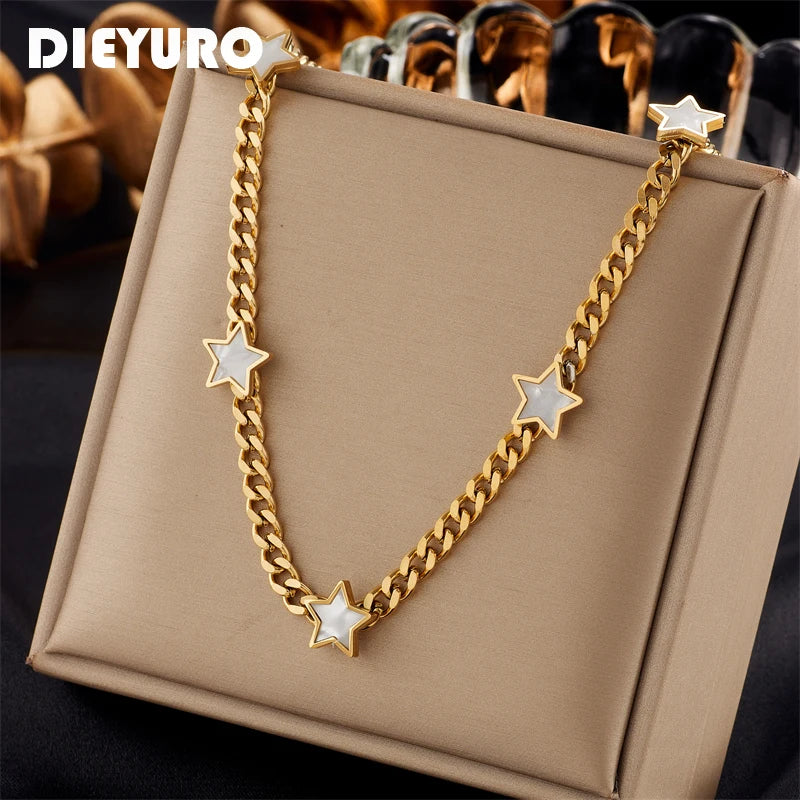 Pentagram Star Pendant Thick Chain Choker Necklace