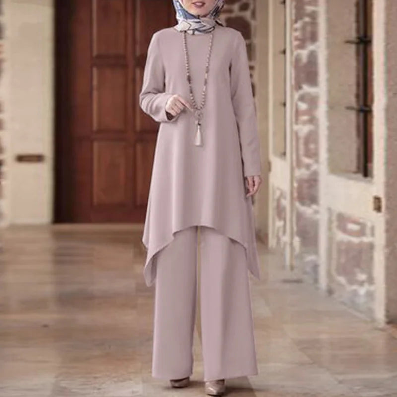 Eid Kaftan Abaya & Wide Leg Pants Set