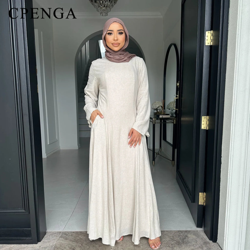 Plain Dubai Abaya Elegant Holiday Kaftan Dress