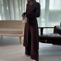 Two Piece Set Women Long Robe Top Wide Leg Pants Suit Ramadan Morocco Dubai Islam Casual Ensemble Femme Muslim Arabic Outfits