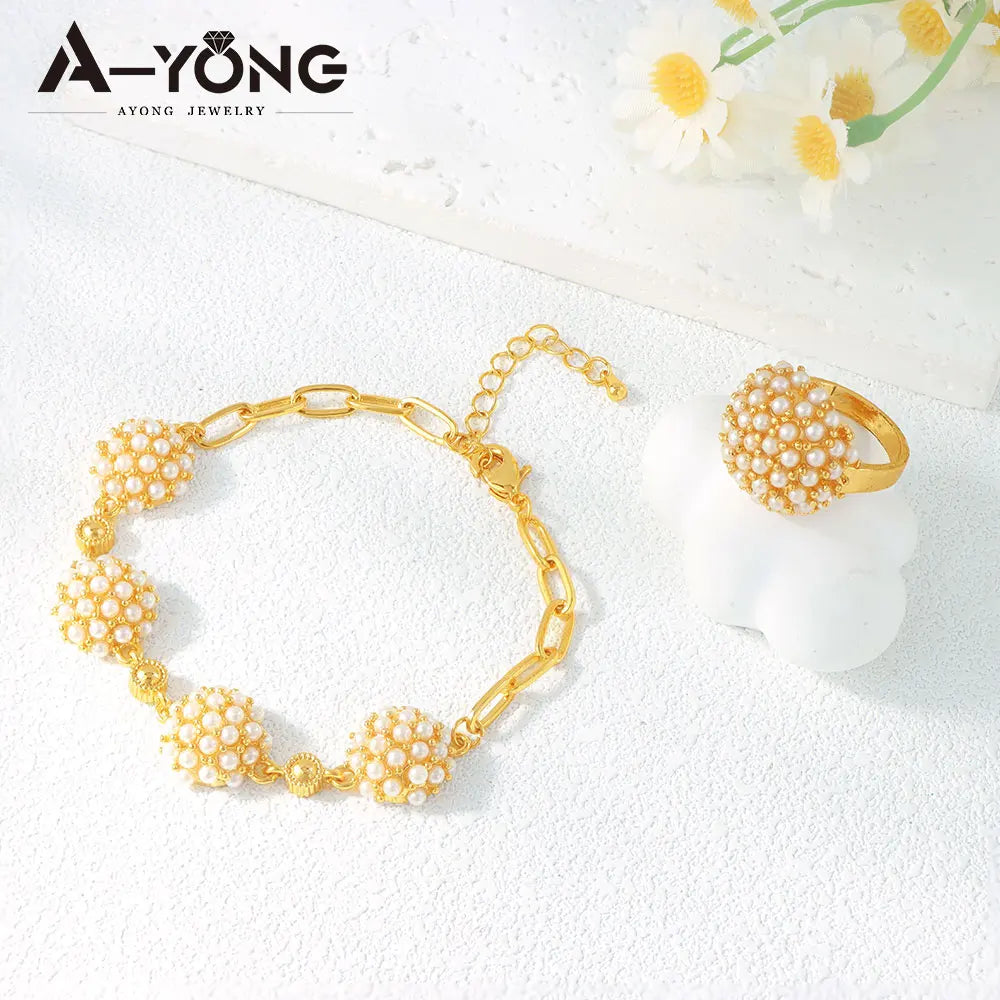 Royal Pearl Gold Jewelry Set