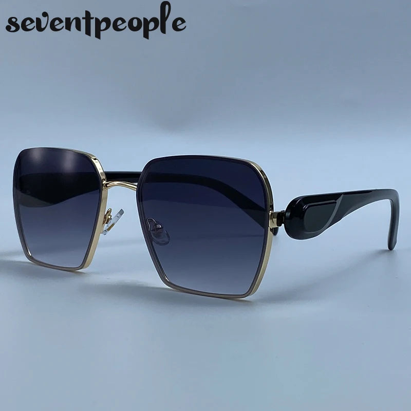 Oversized Square Sunglasses Women Big 2026 Luxury Designer Gradient Brown Sun Glasses Retro Female Travelling Eyewear Shades
