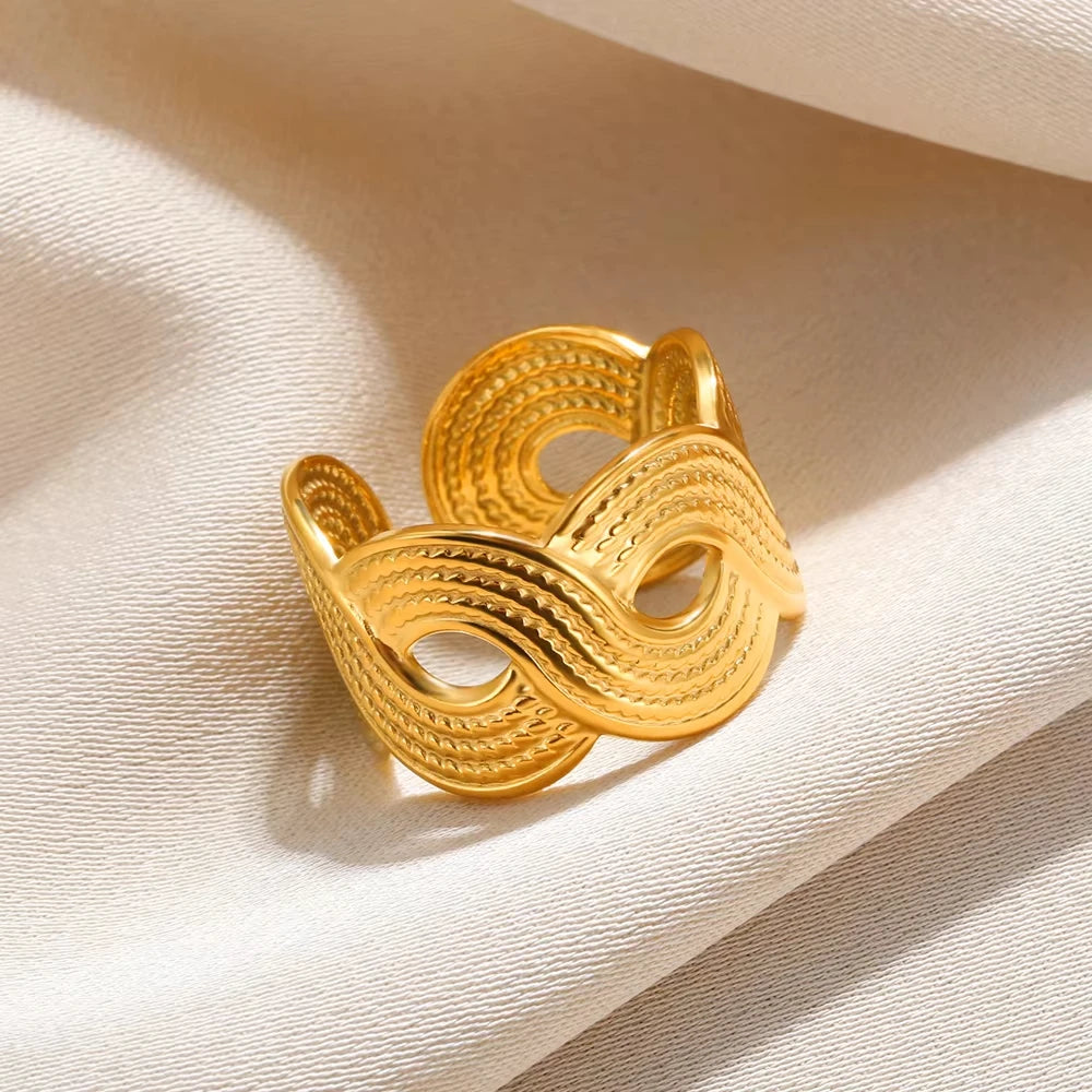 Golden Geometric Adjustable Ring