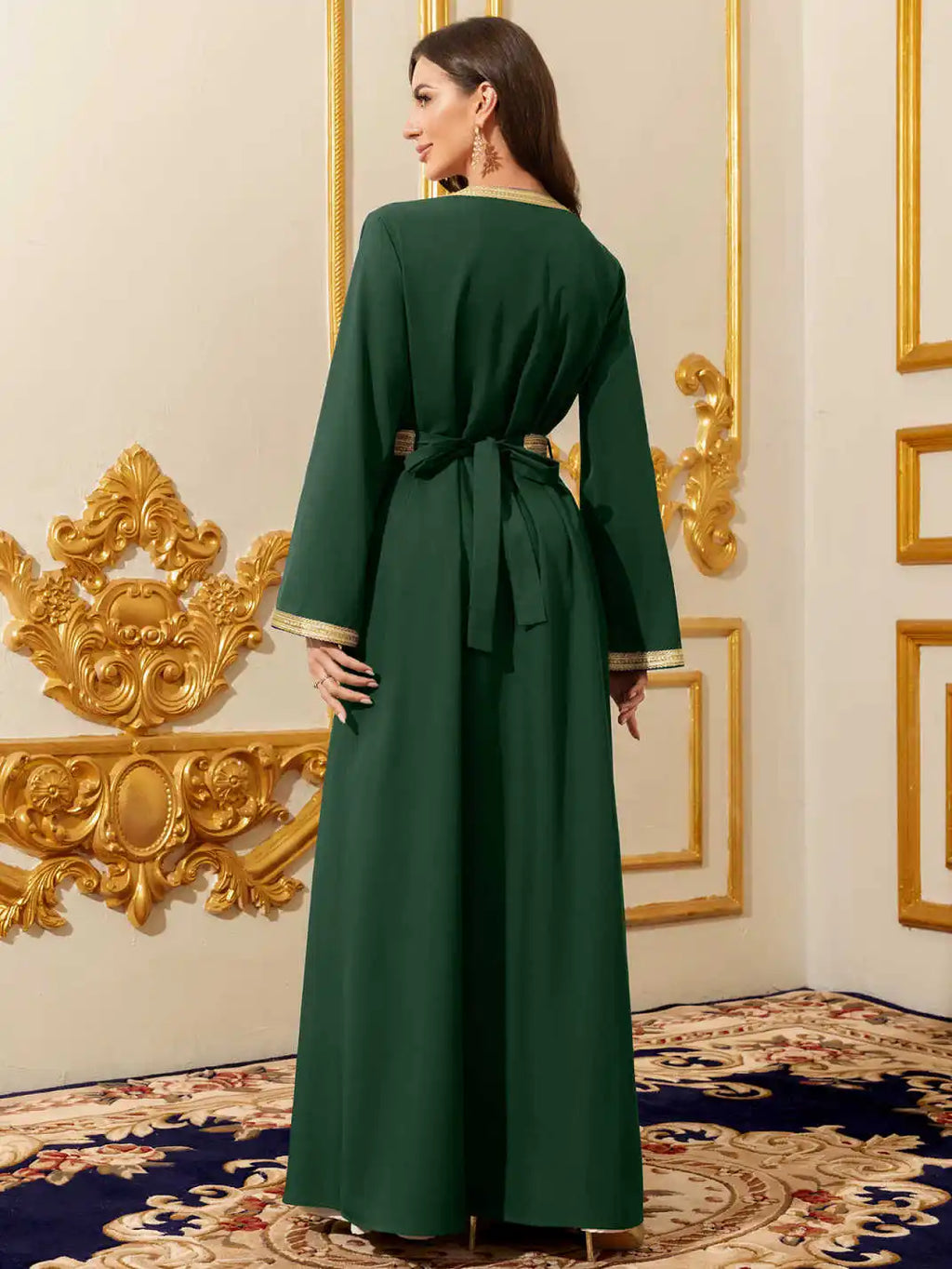 Embroidered Belted Abaya Two-Piece Set