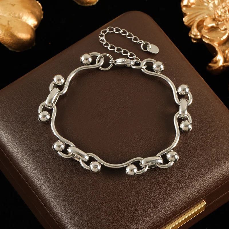 Gold Beads Chain Necklace & Bracelet Set