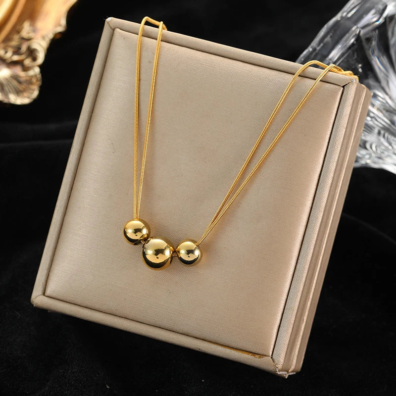 Gold Hollow Ball Pendant Choker Necklace
