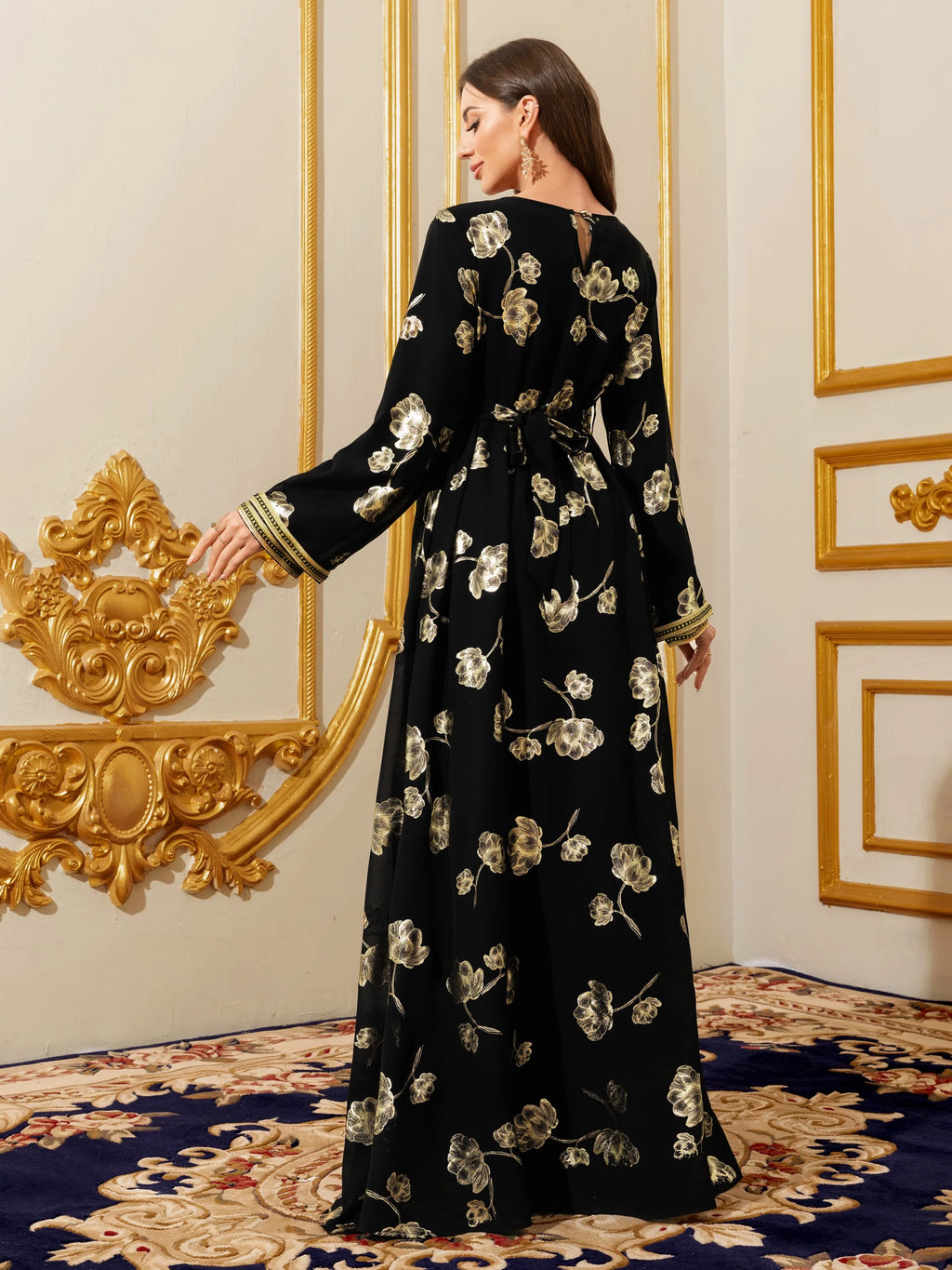 Moroccan Floral Maxi Kaftan Abaya