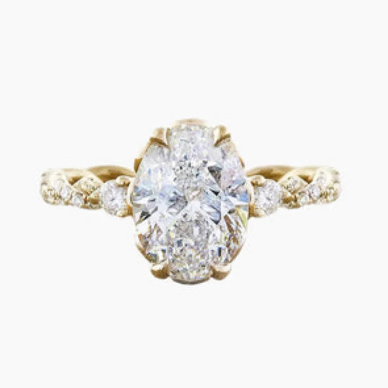 925 Silver Oval Gems Twisted Rope Ring